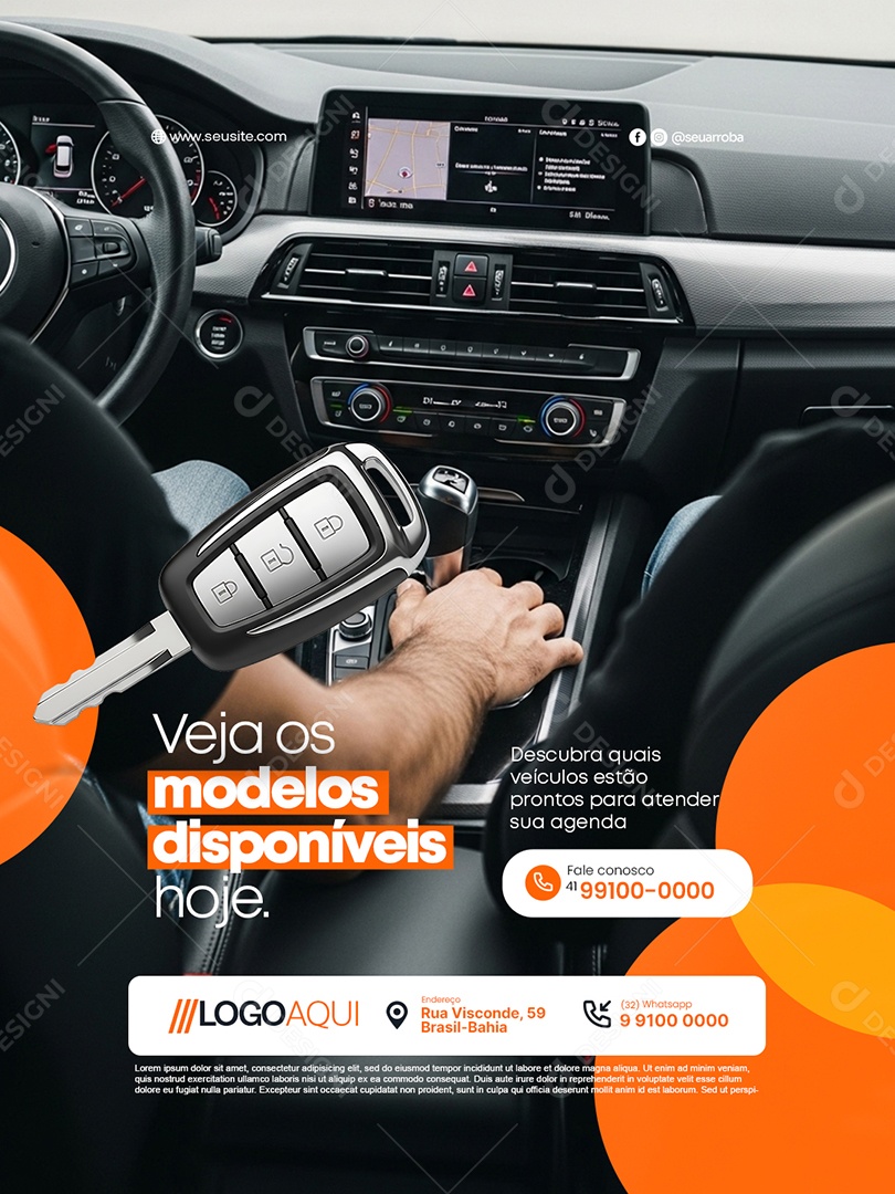 Locação de Carros Veja Os Modelos Disponíveis Hoje Social Media PSD Editável