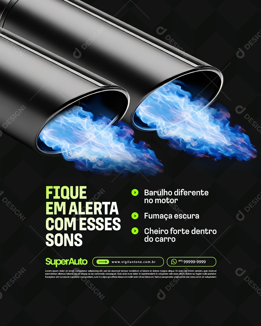 Escapamentos Fique em Alerta com Esses Sons Social Media PSD Editável