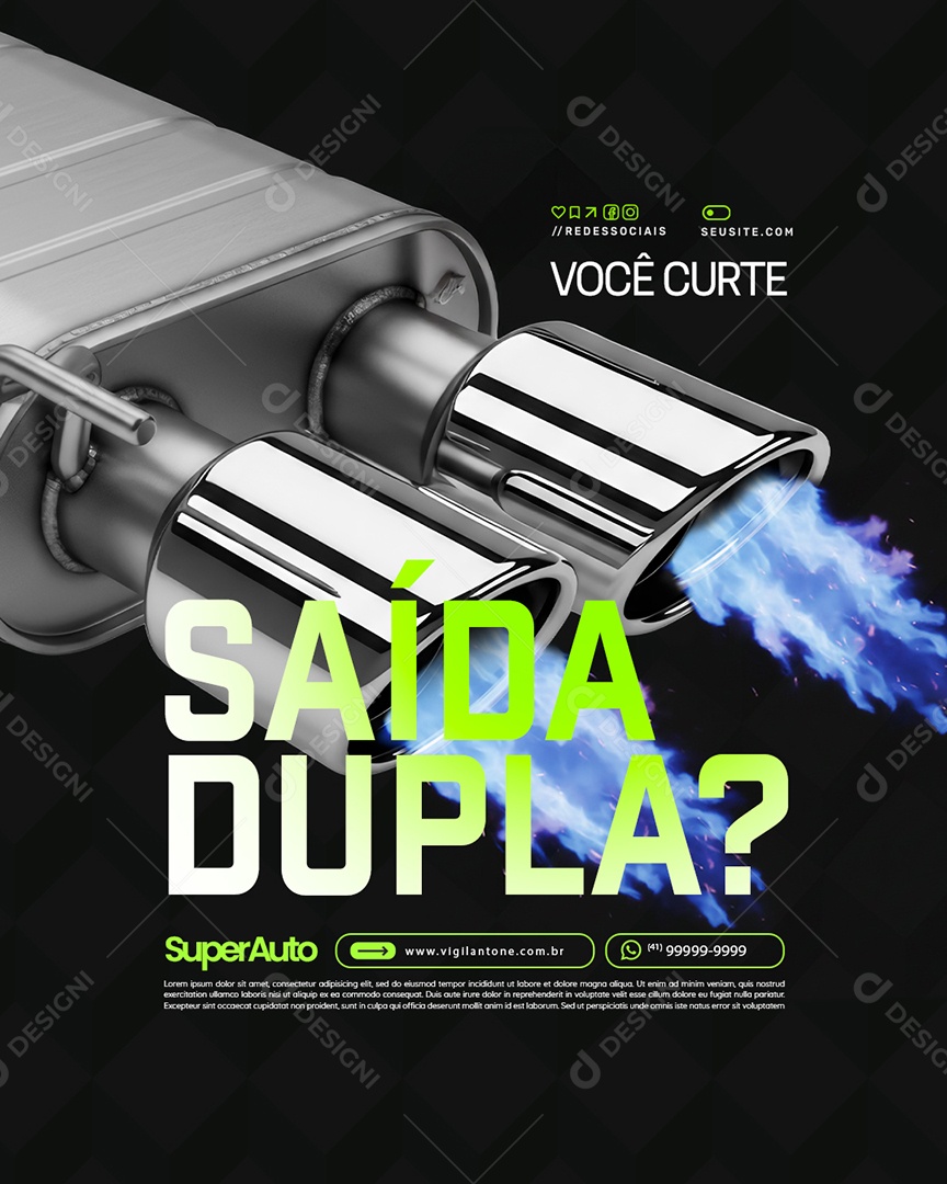 Escapamentos Saída Dupla Você Curte Social Media PSD Editável