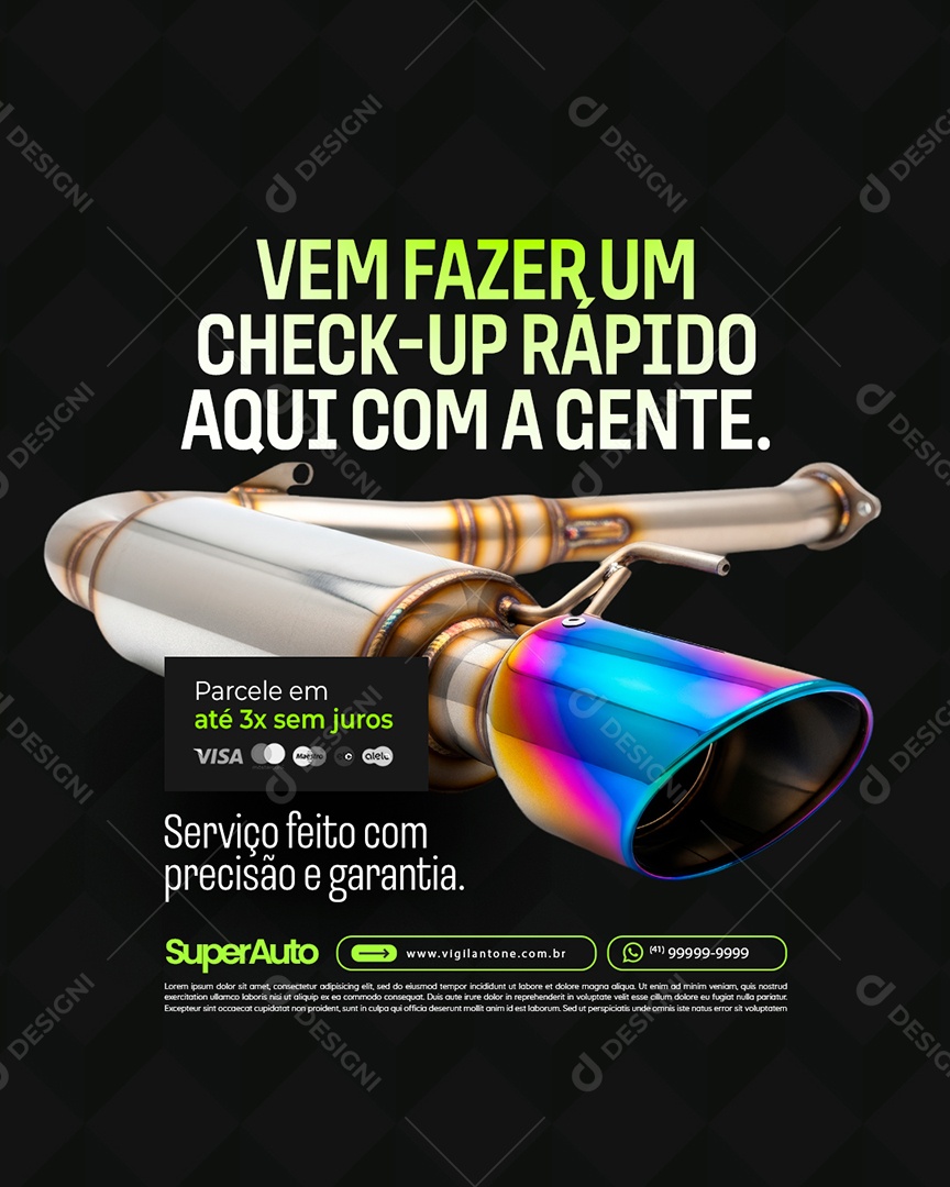 Escapamentos Serviço Feito com Precissão e Garantia Social Media PSD Editável