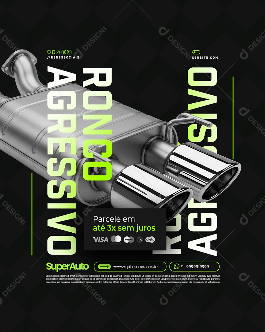 Escapamentos Ronco Agressivo Social Media PSD Editável