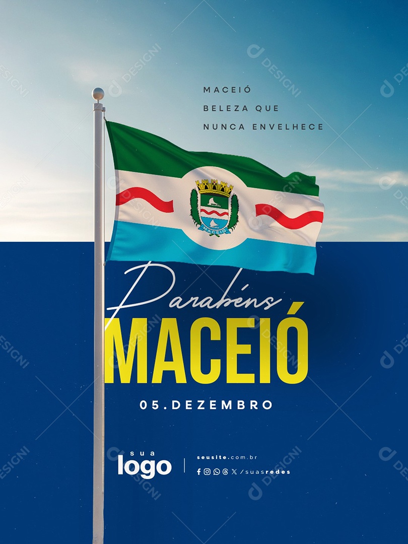 Parabéns Maceió 05 de Dezembro Beleza Que Nunca Envelhece Social Media PSD Editável