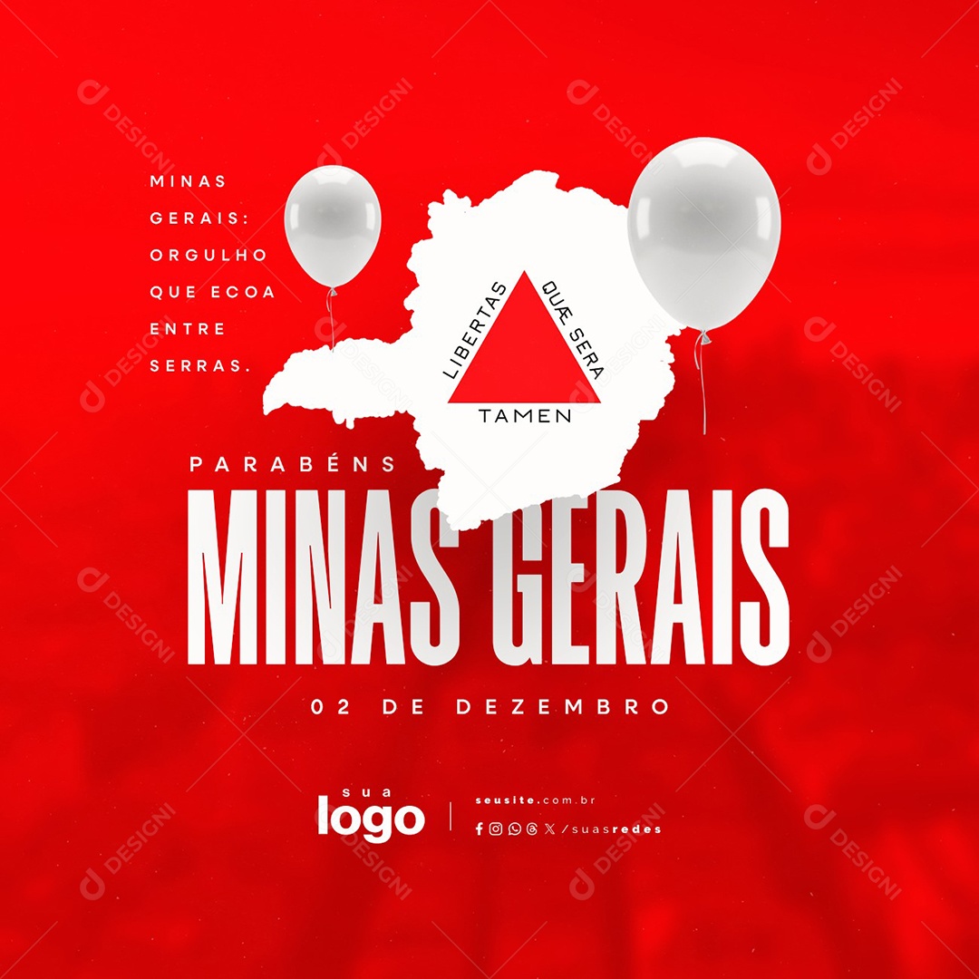 Aniversário de Minas Gerais 02 de Dezembro Parabéns Social Media PSD Editável