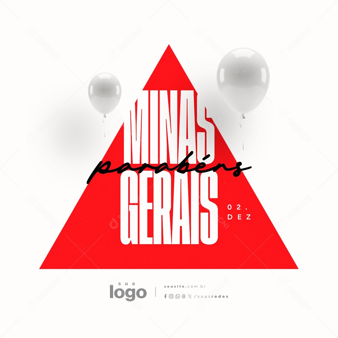 Parabéns Minas Gerais 02 de Dezembro Social Media PSD Editável