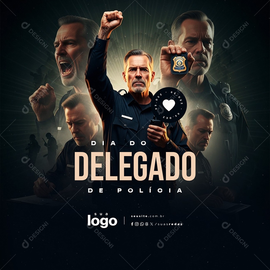 Dia do Delegado de Polícia 03 de Dezembro Social Media PSD Editável