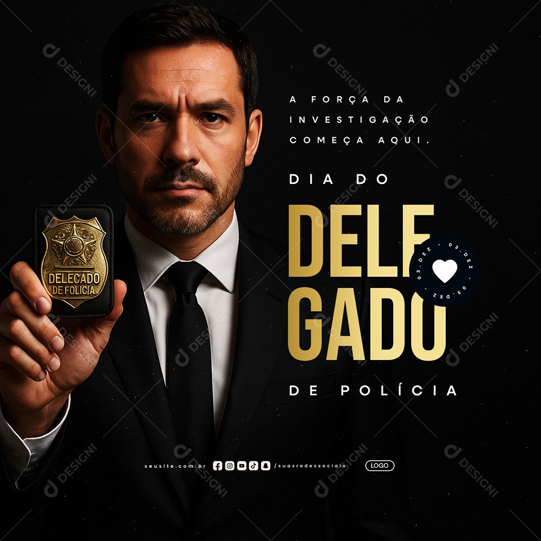 Dia do Delegado de Polícia 03 de Dezembro Social Media PSD Editável