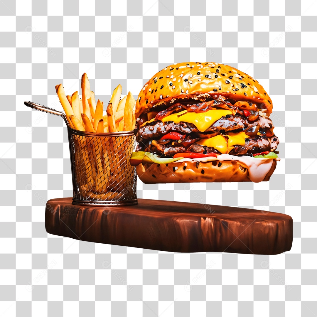 Hambúrguer Duplo com Bacon PNG Transparente