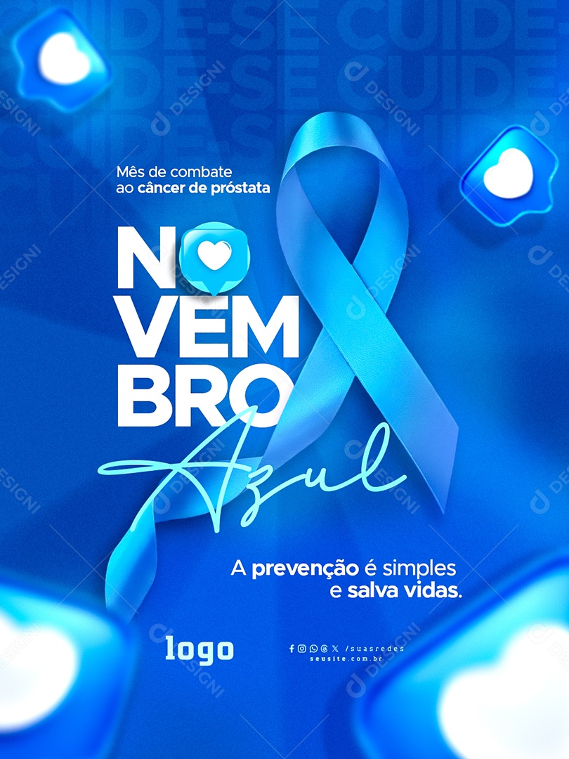 Campanha Novembro Azul Combate ao Câncer De Próstata Social Media PSD Editável