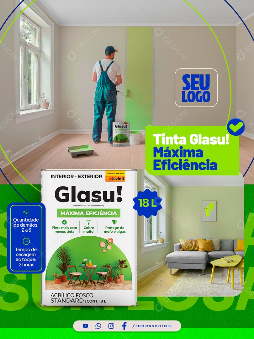 Social Media Loja De Tintas Glassu Social Media PSD Editável