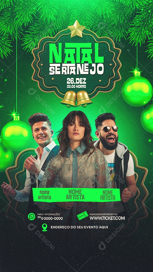 Flyer Natal Sertanejo Evento Show Story Social Media PSD Editável