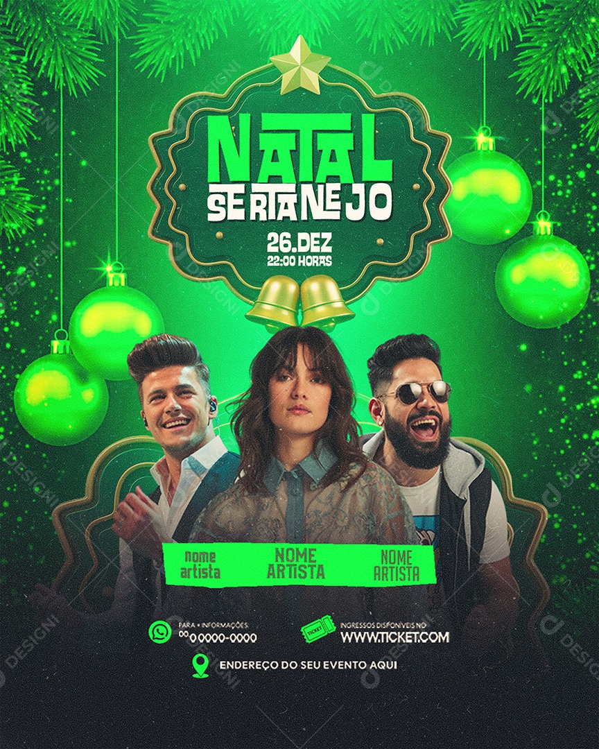 Flyer Natal Sertanejo Evento Show Social Media PSD Editável