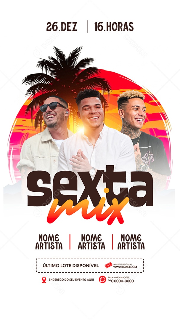 Flyer Sexta Mix Evento Sertanejo Show Festa Story Social Media PSD Editável