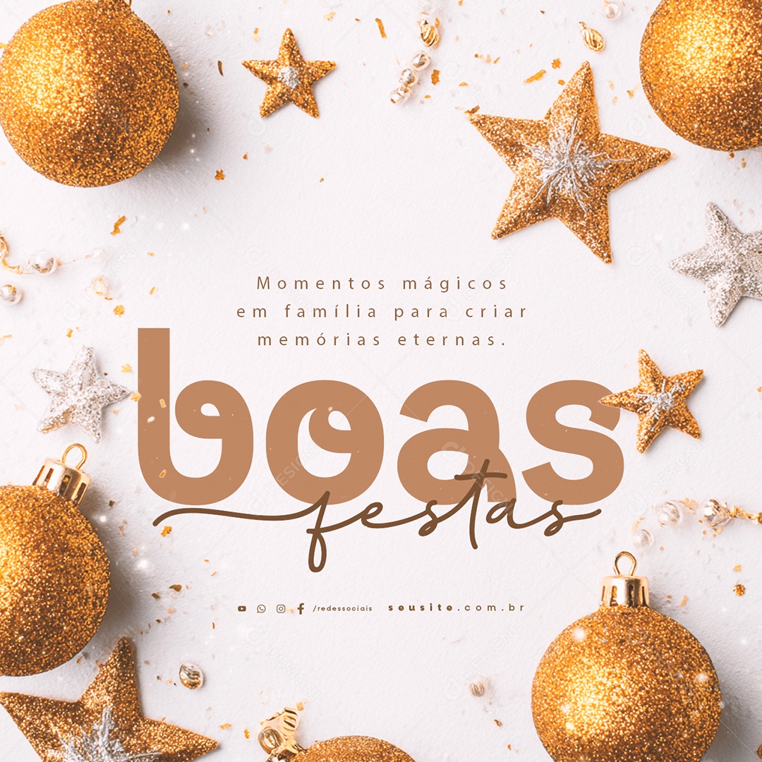 Boas Festas Momentos Mágicos em Família Social Media PSD Editável