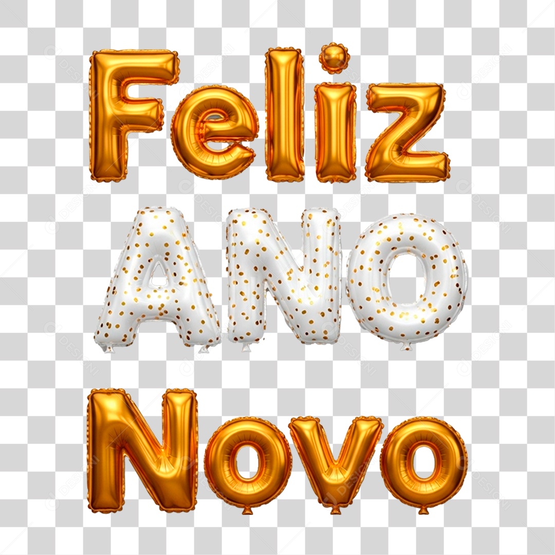 Selo 3D Feliz Ano Novo PNG Transparente