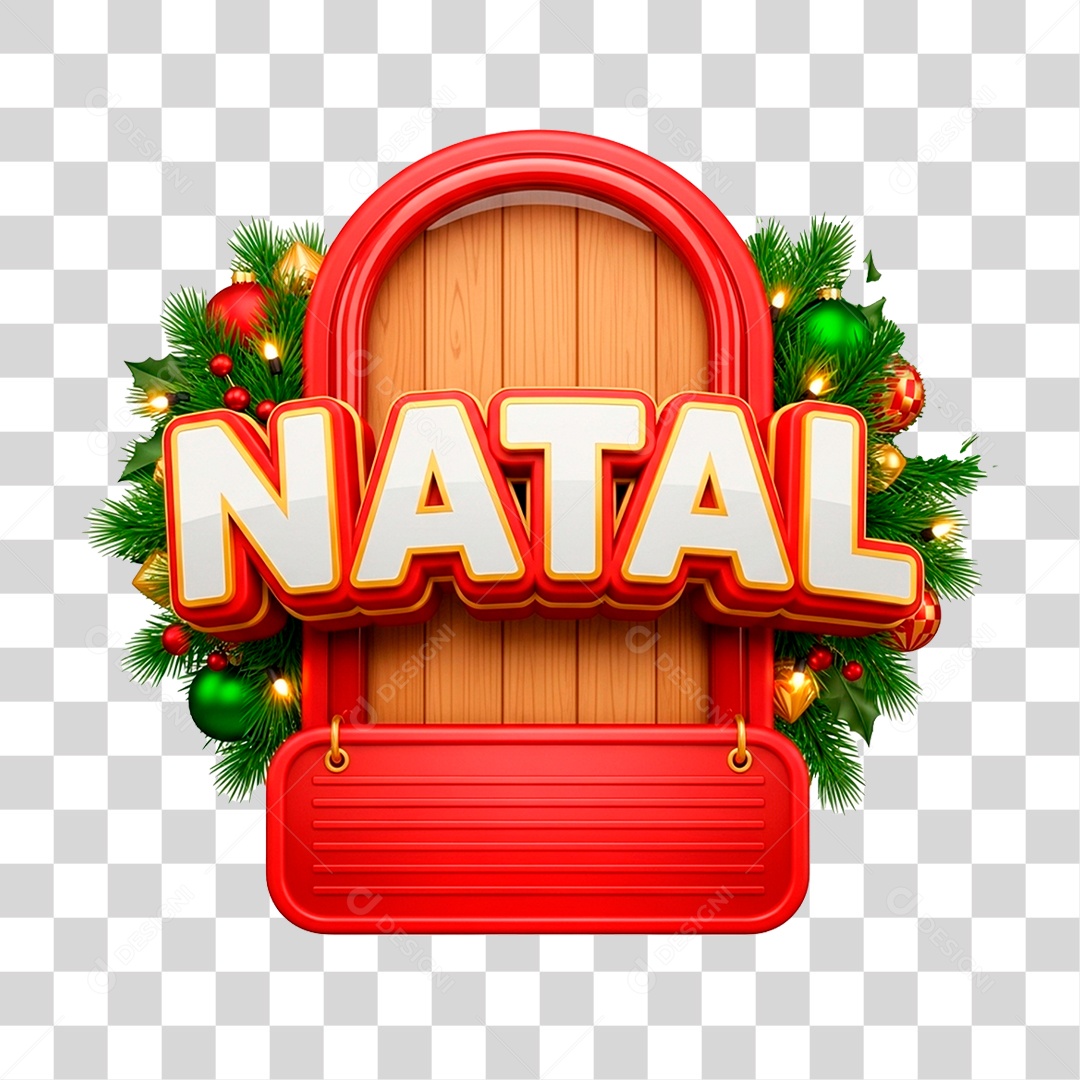 Selo 3D Natal para Composição PNG Transparente