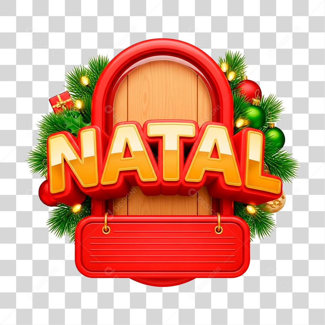 Selo 3D Natal para Composição PNG Transparente