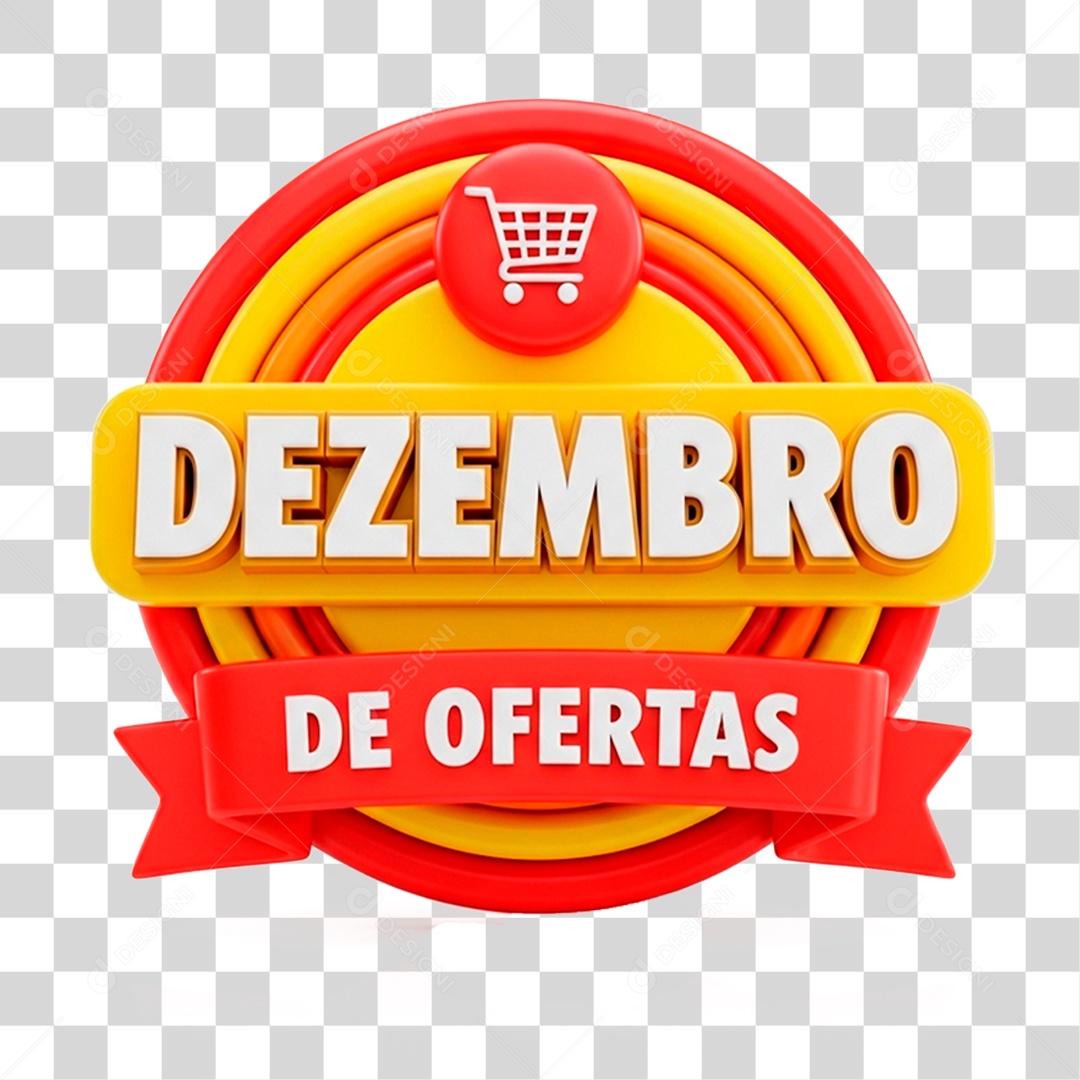 Selo 3D Dezembro de Ofertas PNG Transparente