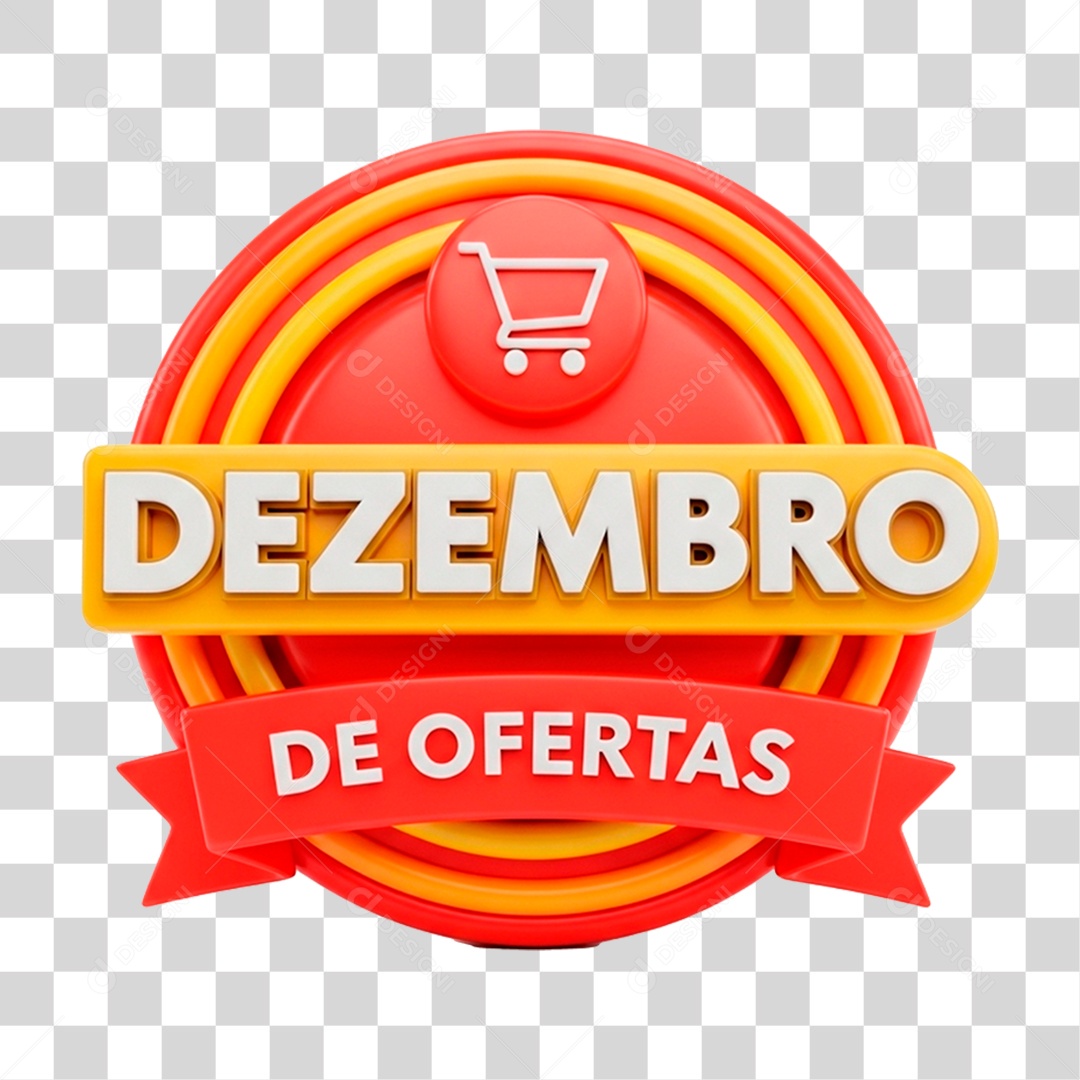 Selo 3D Dezembro de Ofertas PNG Transparente