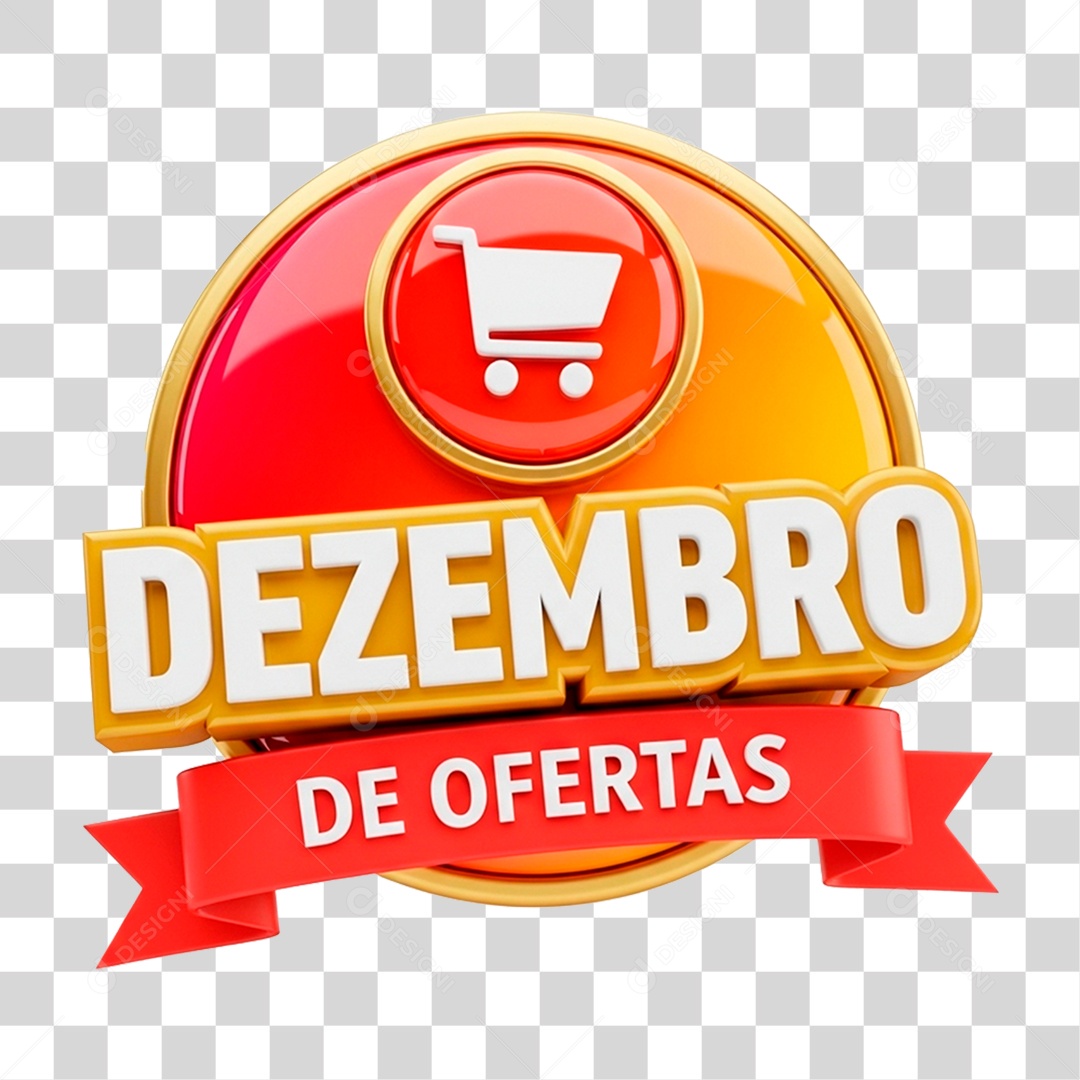 Selo 3D Dezembro de Ofertas PNG Transparente