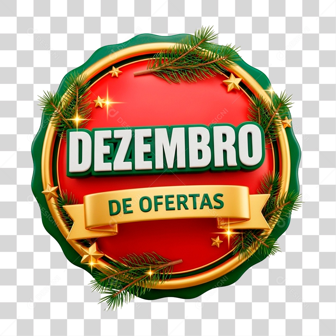 Selo 3D Dezembro de Ofertas PNG Transparente