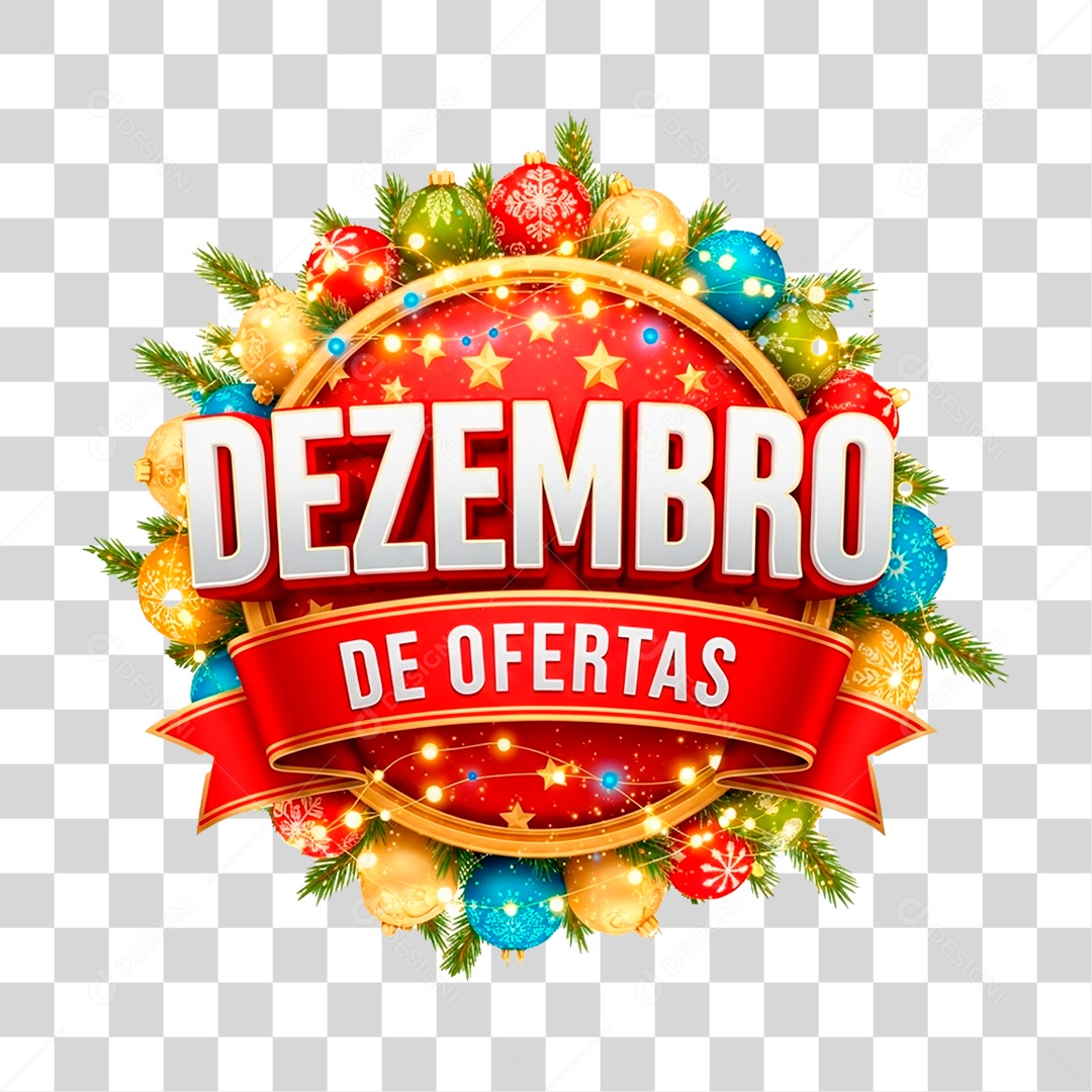 Selo 3D Dezembro de Ofertas PNG Transparente