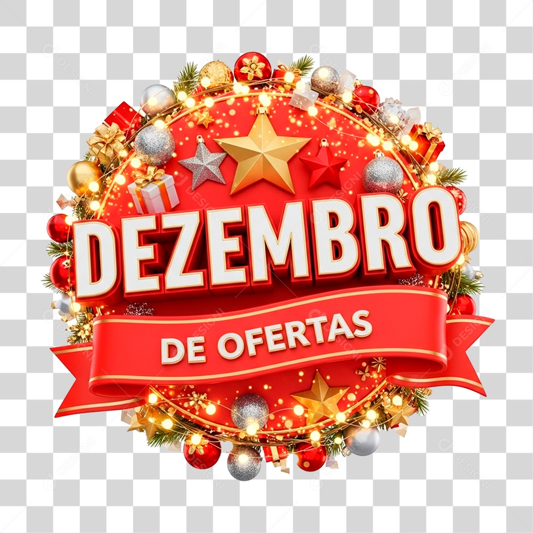 Selo 3D Dezembro de Ofertas PNG Transparente
