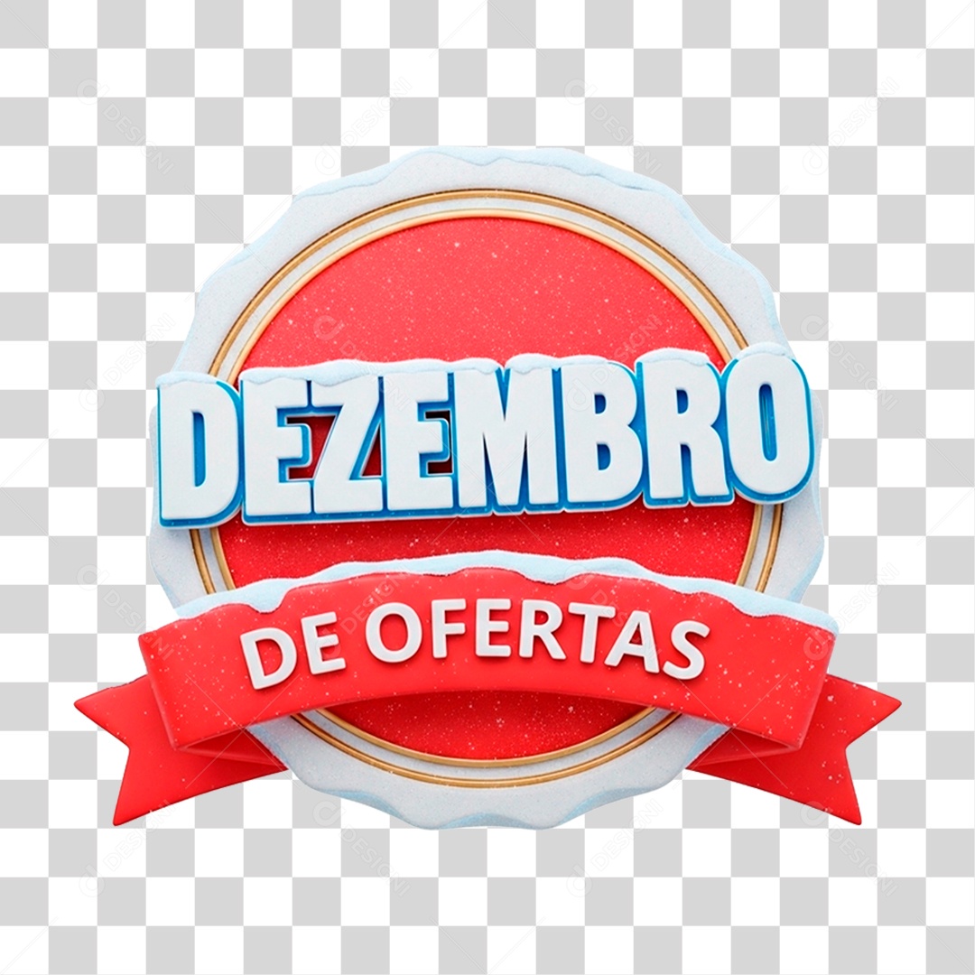 Selo 3D Dezembro de Ofertas PNG Transparente