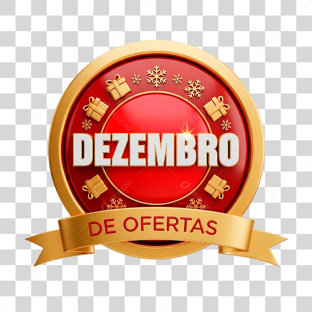 Selo 3D Dezembro de Ofertas PNG Transparente