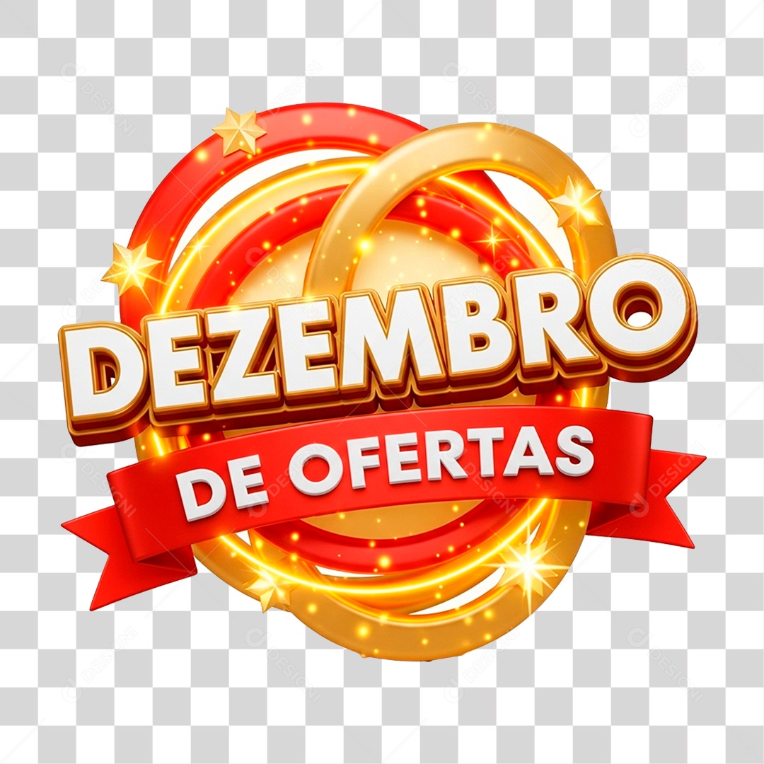 Selo 3D Dezembro de Ofertas PNG Transparente