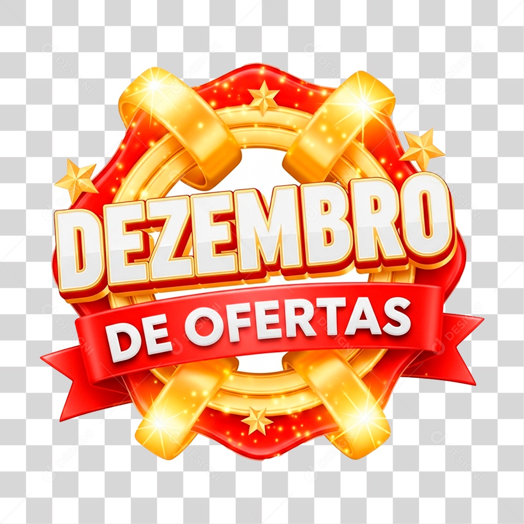 Selo 3D Dezembro de Ofertas PNG Transparente