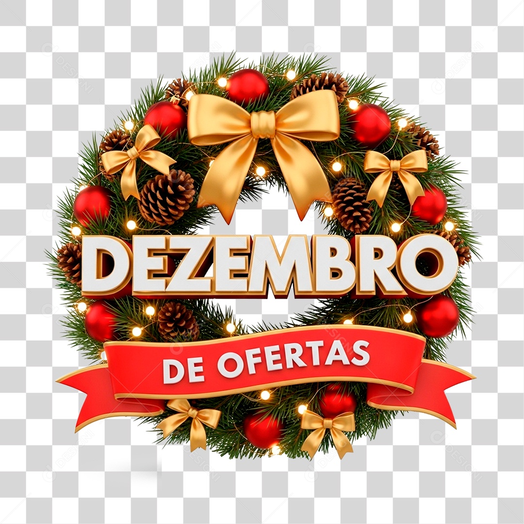 Selo 3D Dezembro de Ofertas PNG Transparente
