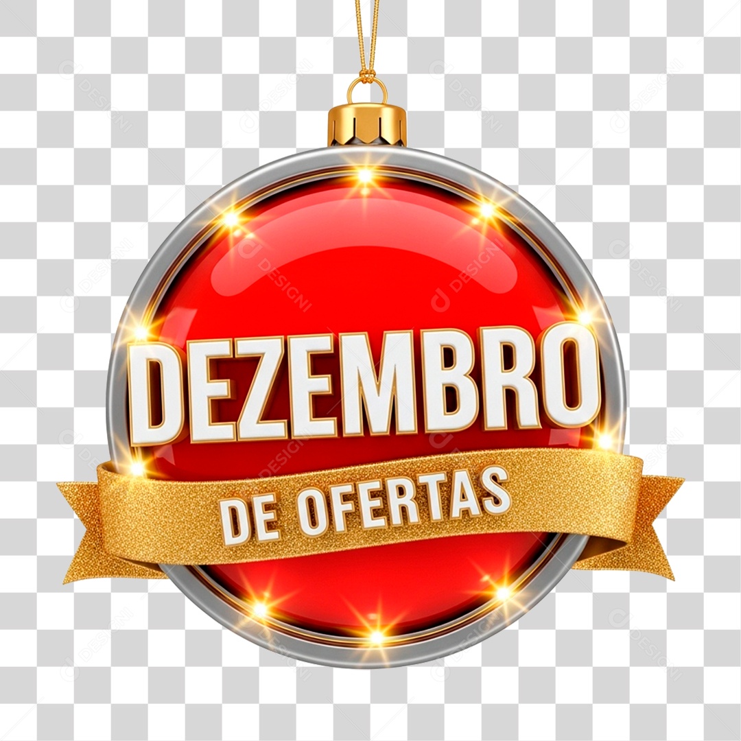 Selo 3D Dezembro de Ofertas PNG Transparente