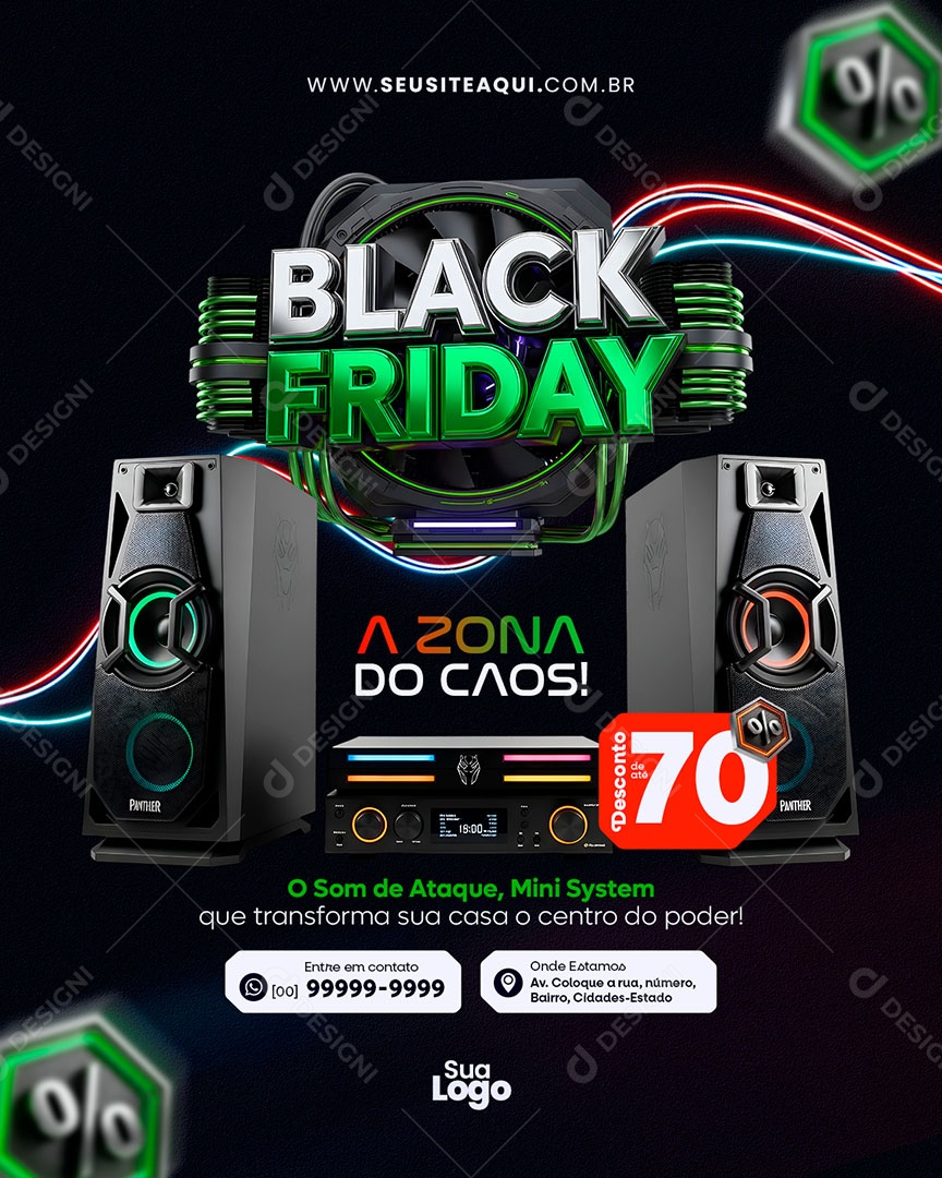 Feed Black Friday a Zona do Caos Social Media PSD Editável