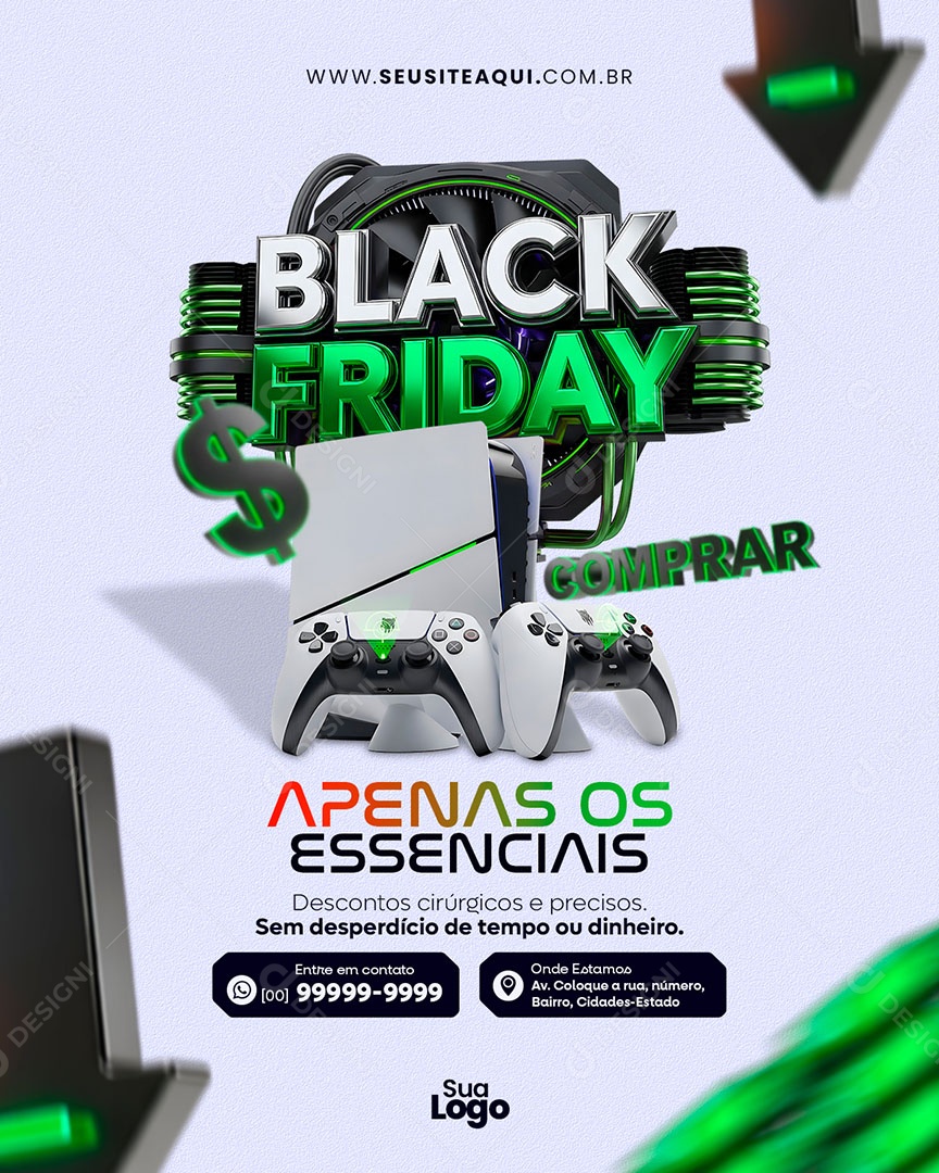 Feed Black Friday Apenas os Essenciais Social Media PSD Editável