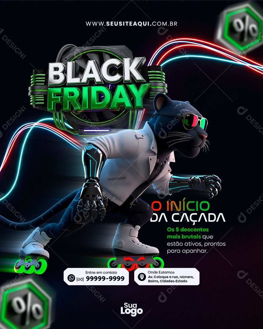 Feed Black Friday o Início da CaçadaSocial Media PSD Editável