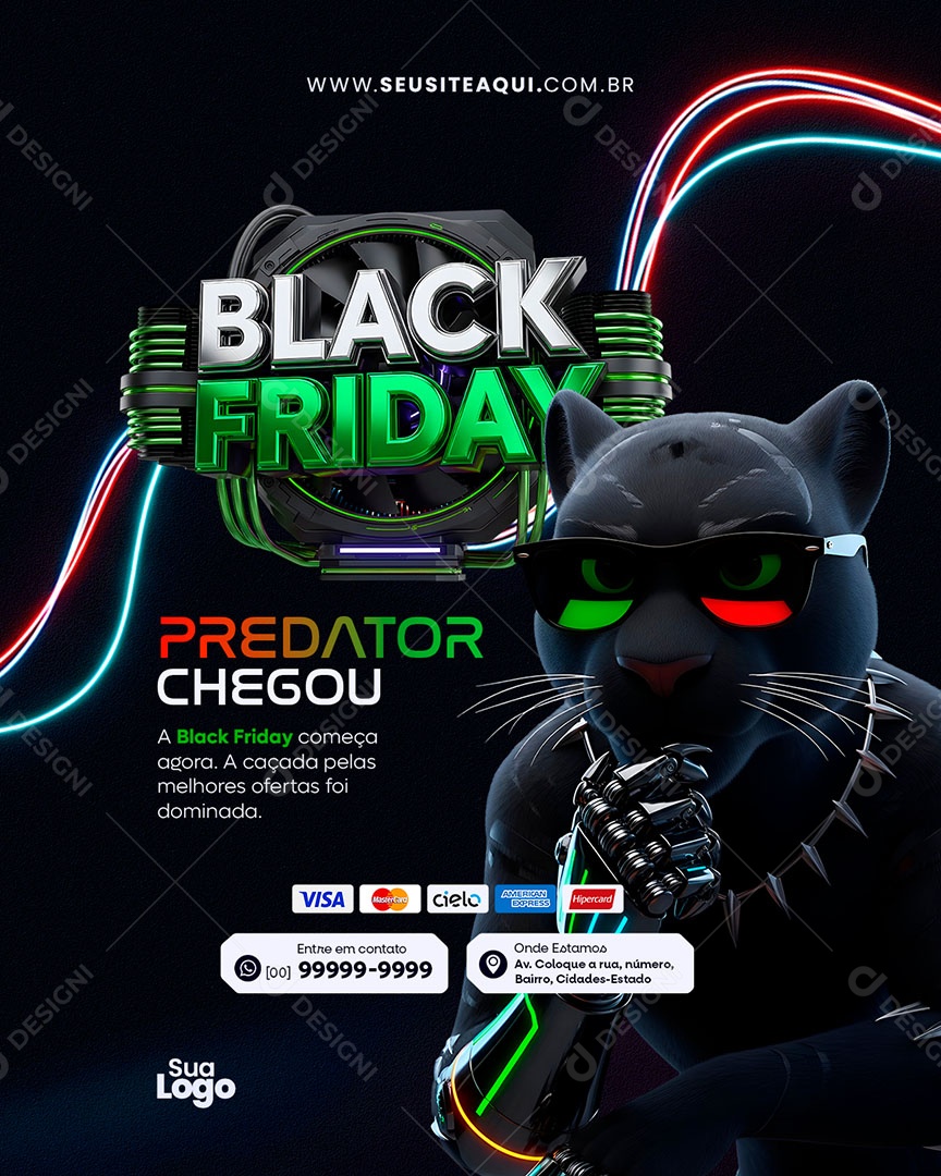 Feed Black Friday Predator Chegou Social Media PSD Editável