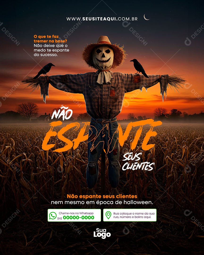 Feed Halloween Dia das Bruxas Não Espante Seus Clientes Social Media PSD Editável