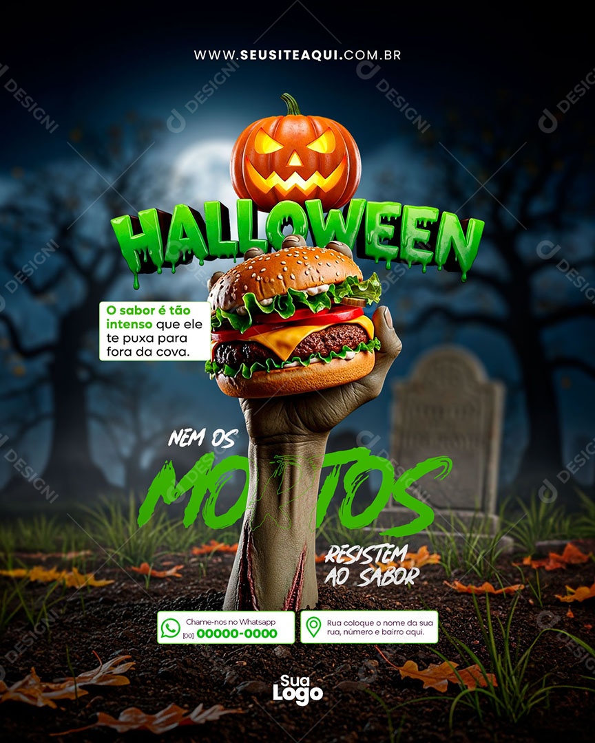 Feed Halloween Dia das Bruxas Nem os Mortos Social Media PSD Editável