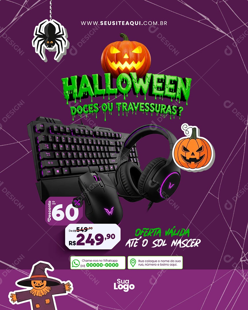 Feed Halloween Dia das Bruxas Oferta Válida Social Media PSD Editável