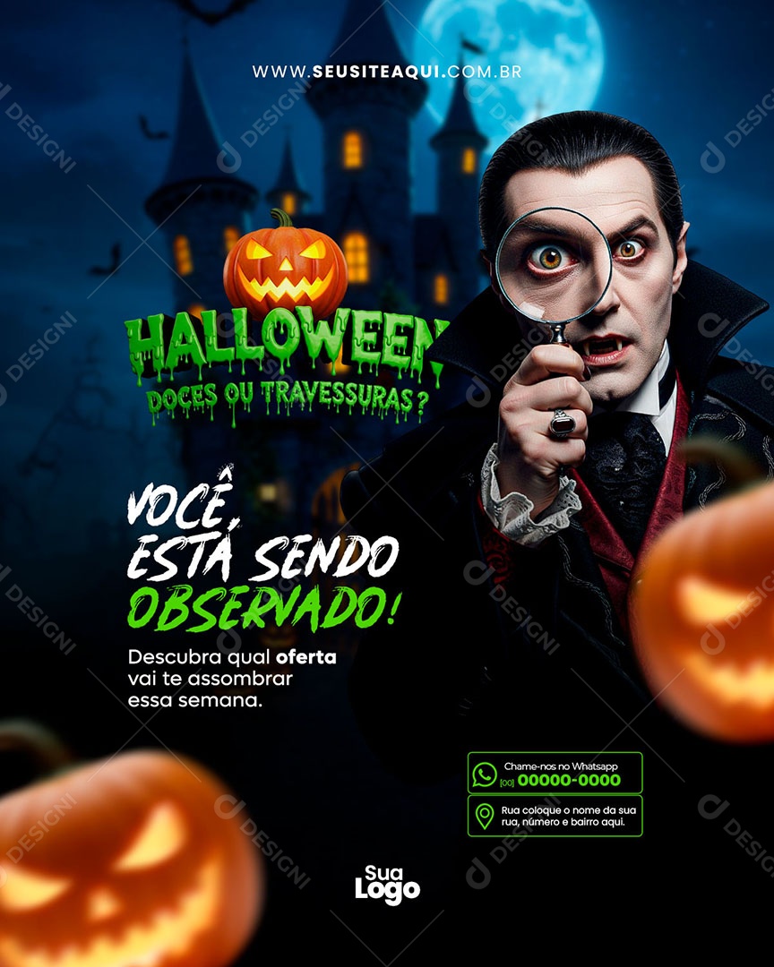 Feed Halloween Dia das Bruxas Social Media PSD Editável