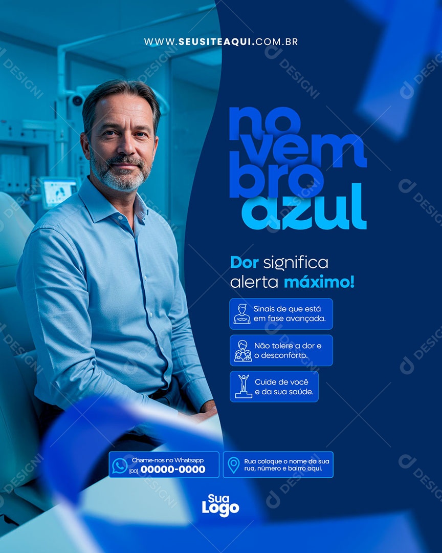 Feed Novembro Azul Dor Social Media PSD Editável