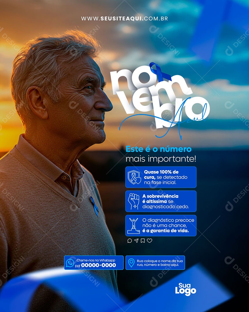 Feed Novembro Azul Este é o Numero Social Media PSD Editável