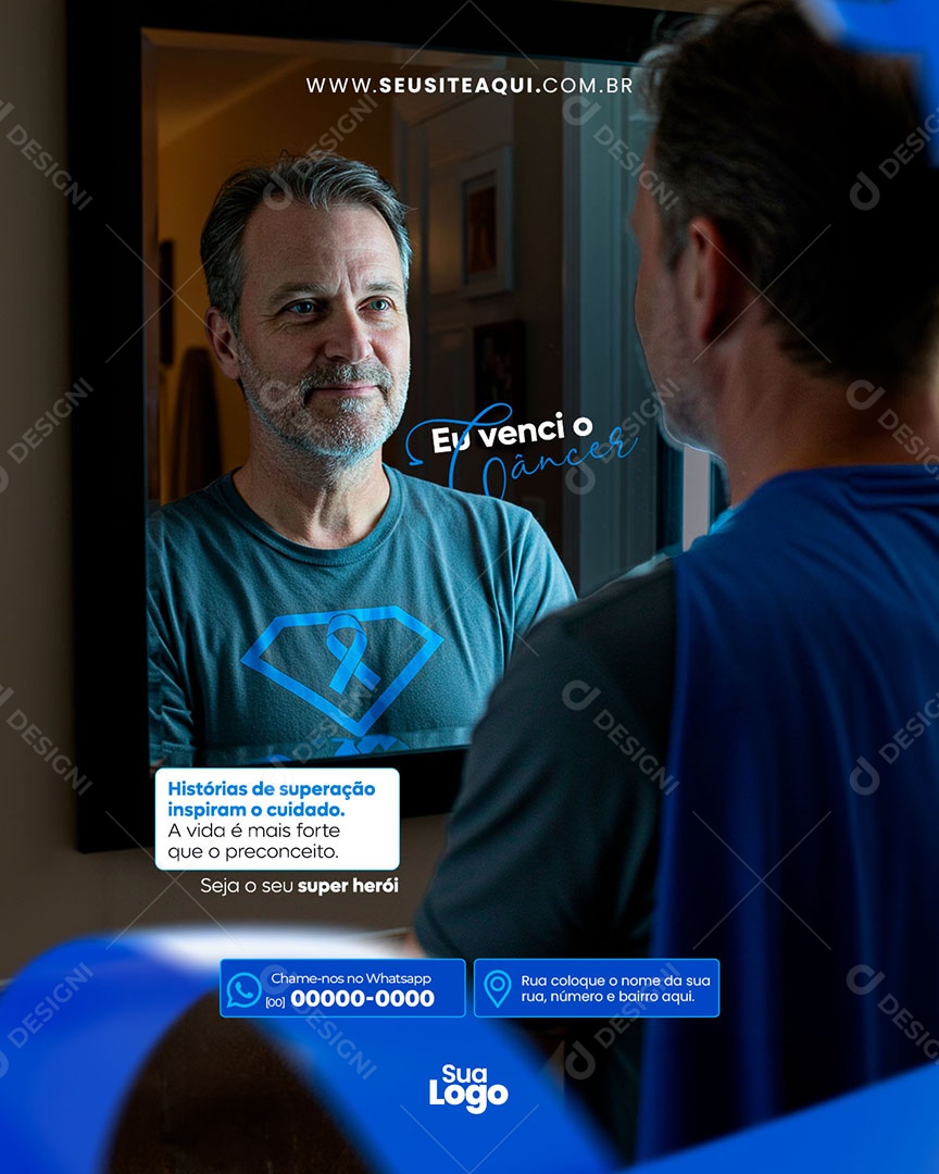 Feed Novembro Azul Eu Venci Social Media PSD Editável