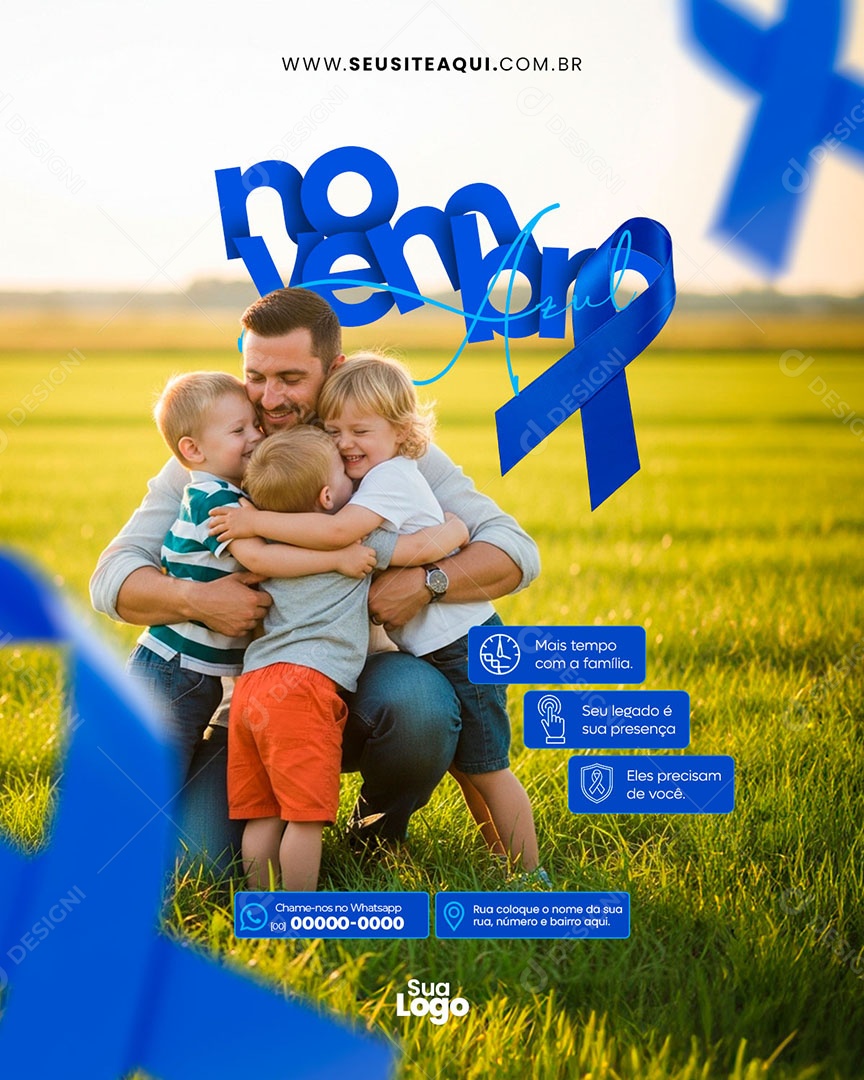 Feed Novembro Azul Mais Tempo Social Media PSD Editável