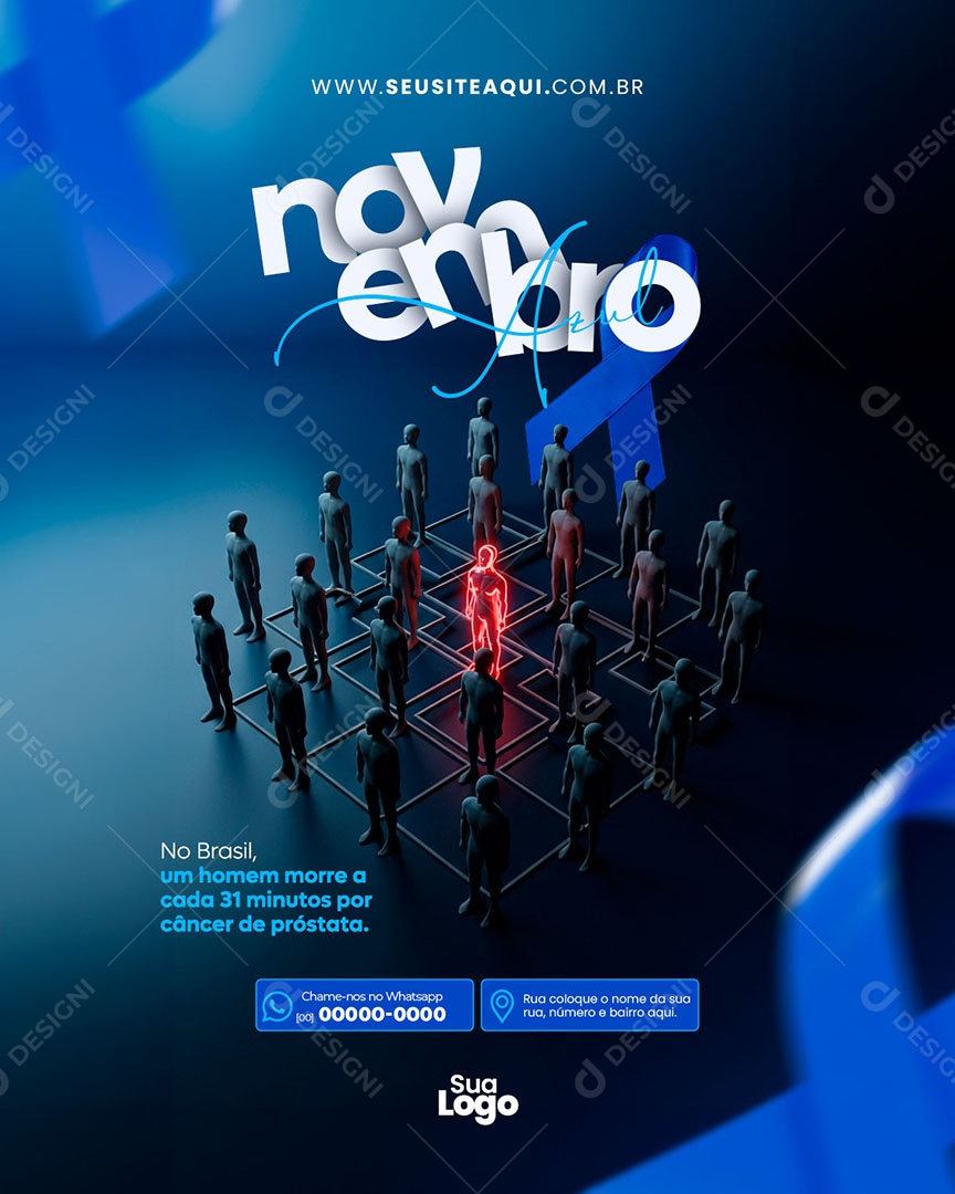 Feed Novembro Azul no Brasil um Homen Social Media PSD Editável