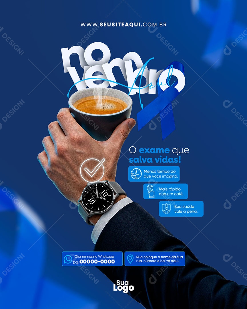Feed Novembro Azul o Exame que Salva Vidas Social Media PSD Editável
