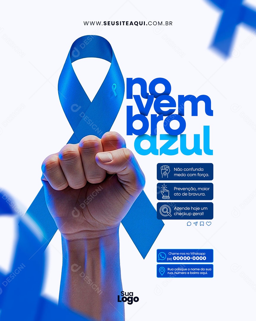 Feed Novembro Azul Social Media PSD Editável