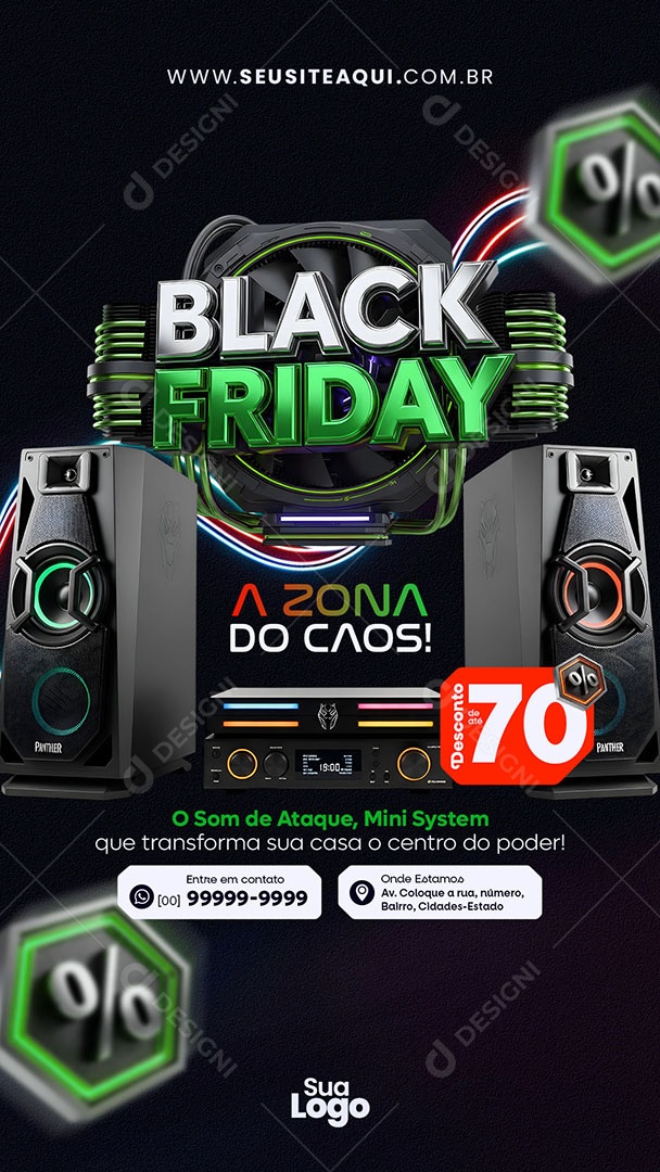 Story Black Friday a Zona do Caos Social Media PSD Editável