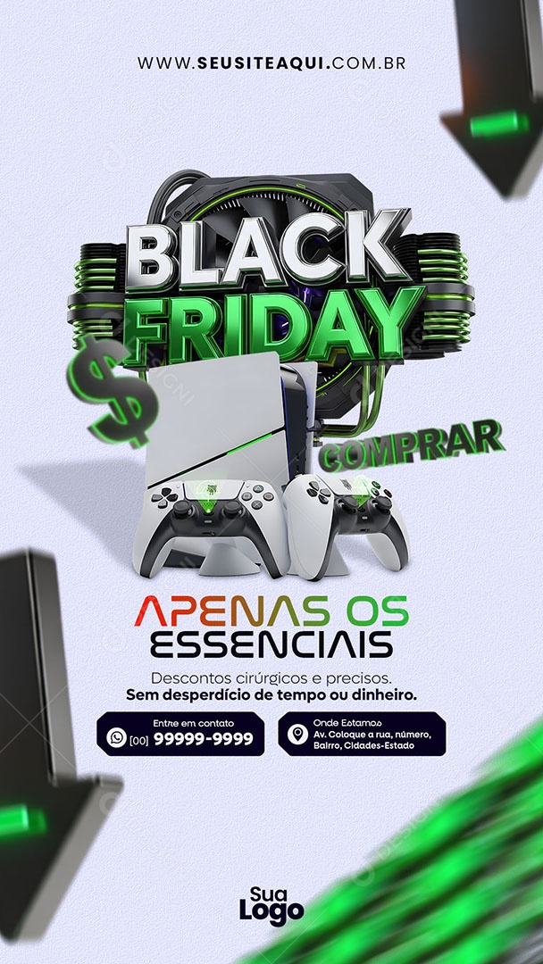 Story Black Friday Apenas os Essenciais Social Media PSD Editável