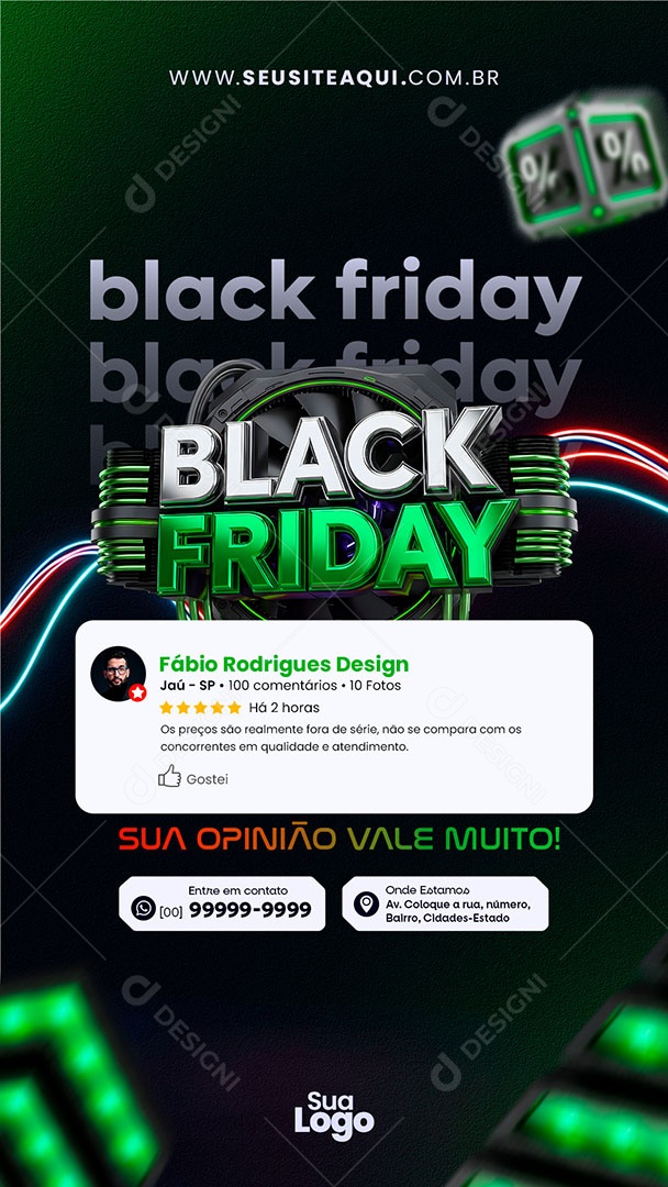 Story Black Friday Sua Opinião Vale Muito Social Media PSD Editável